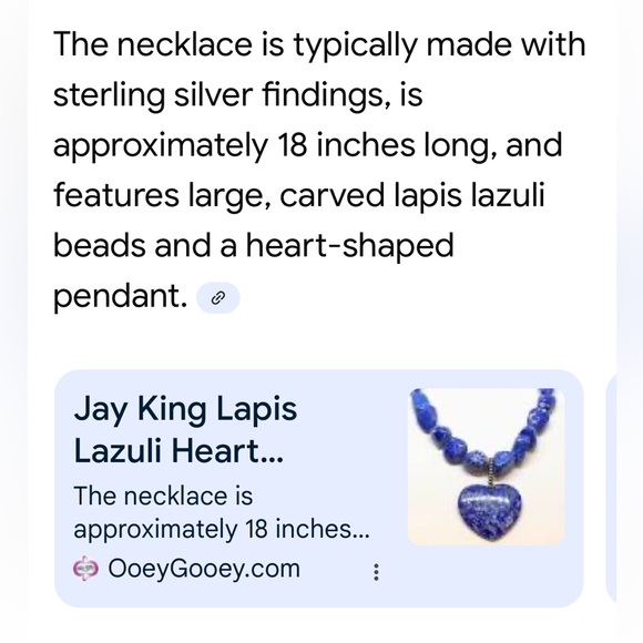 Jay King Lapis Heart Necklace with Silver setting - Picture 14 of 15